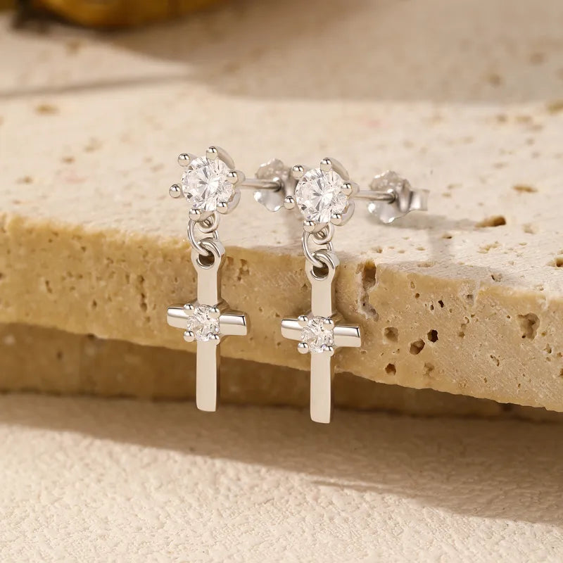 Silver Cross Earrings