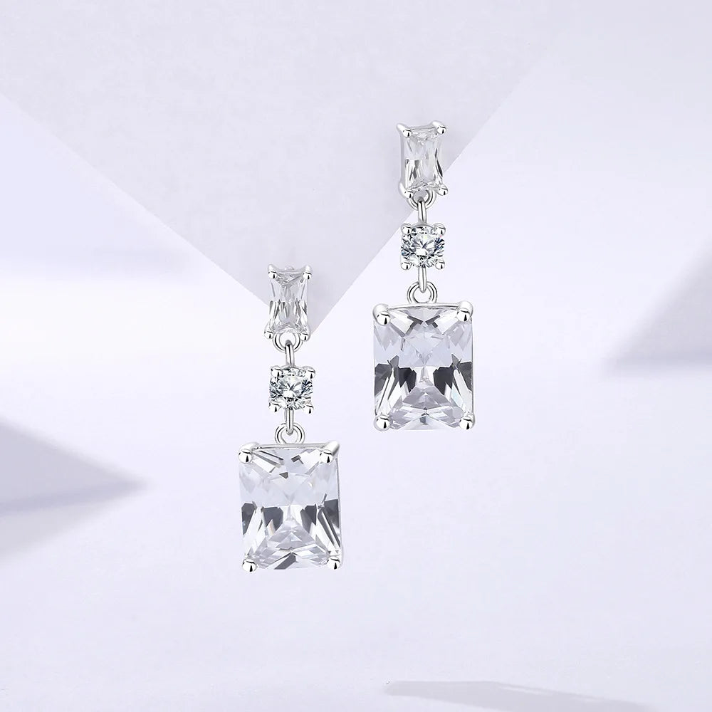 Zircon Rectangle Drop Earrings