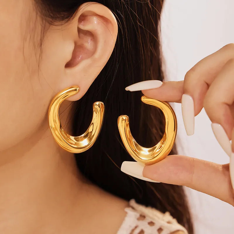 Gold U-Shaped Ear Studs