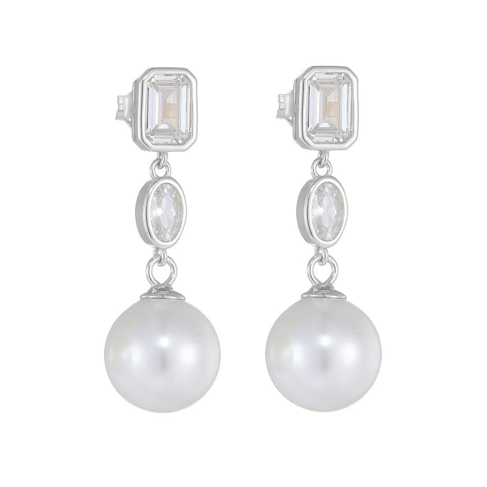 Geometric Pearl Drop Earrings