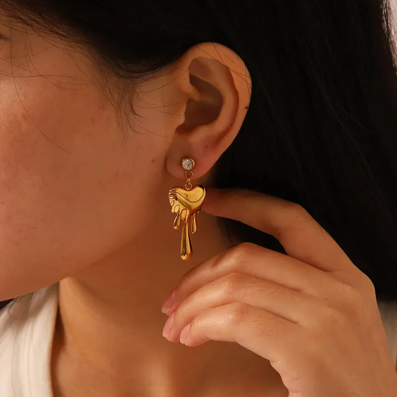 Gold Rhinestone Heartfelt Earrings