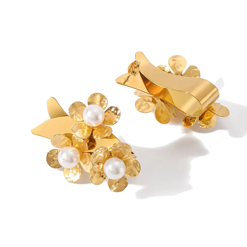 Gold Flower Bunch Earrings