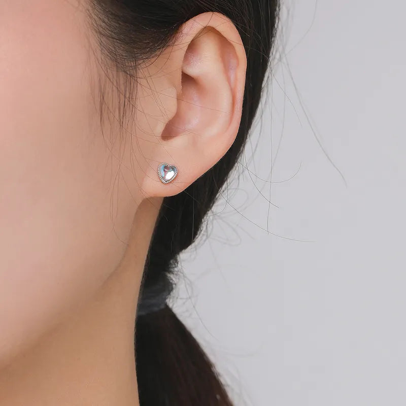 Heart Moonstone Ear Studs