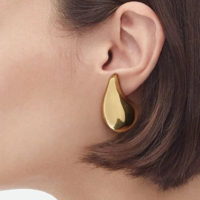 Gold Waterdrop Hollow Earrings