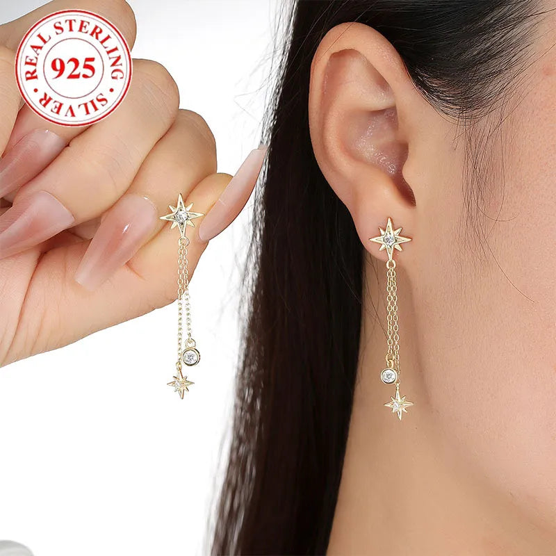 Zircon Star Drop Earrings