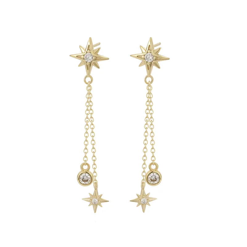 Zircon Star Drop Earrings