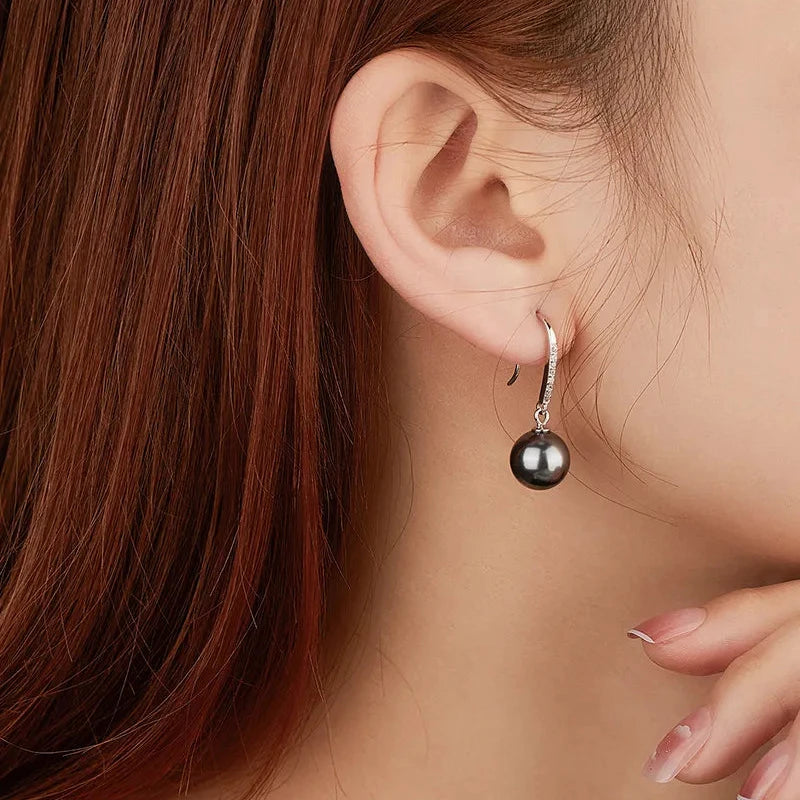 Grey Pearl Silver Earrings