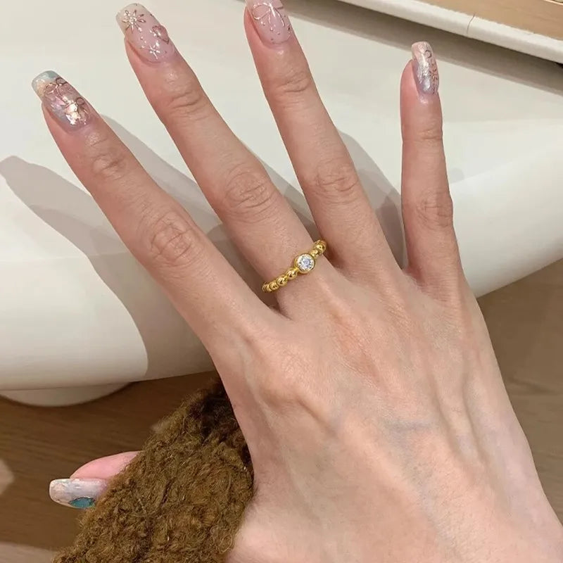 Gold Ball Zircon Ring