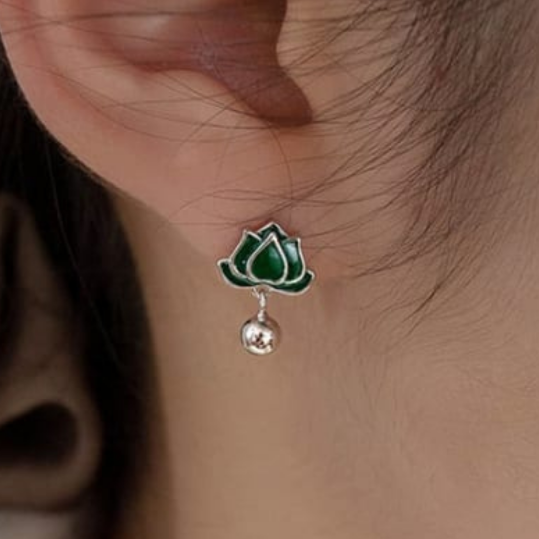 Green Lotus Earrings