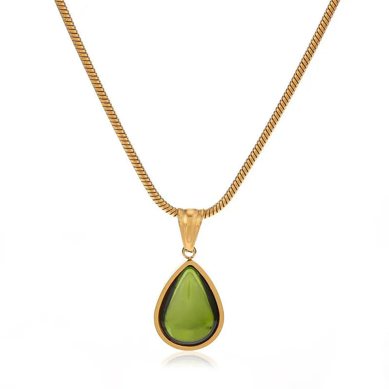 Gold Green Droplet Pendant