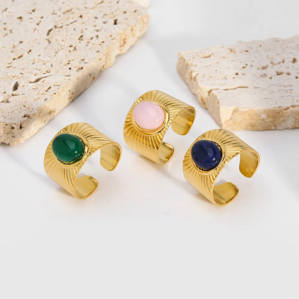 Gold Oval Stone Ring