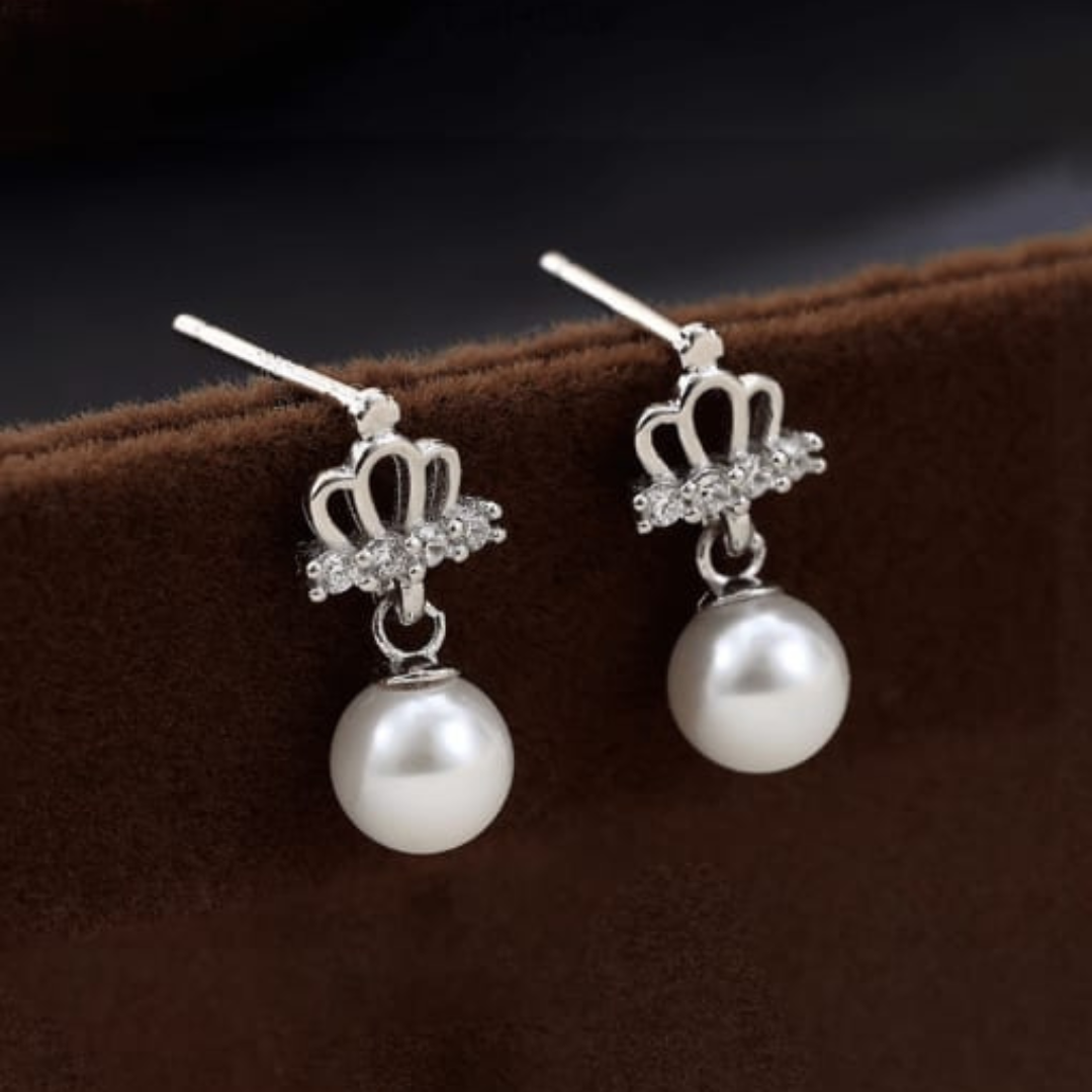 Mini Crown Pearl Earrings