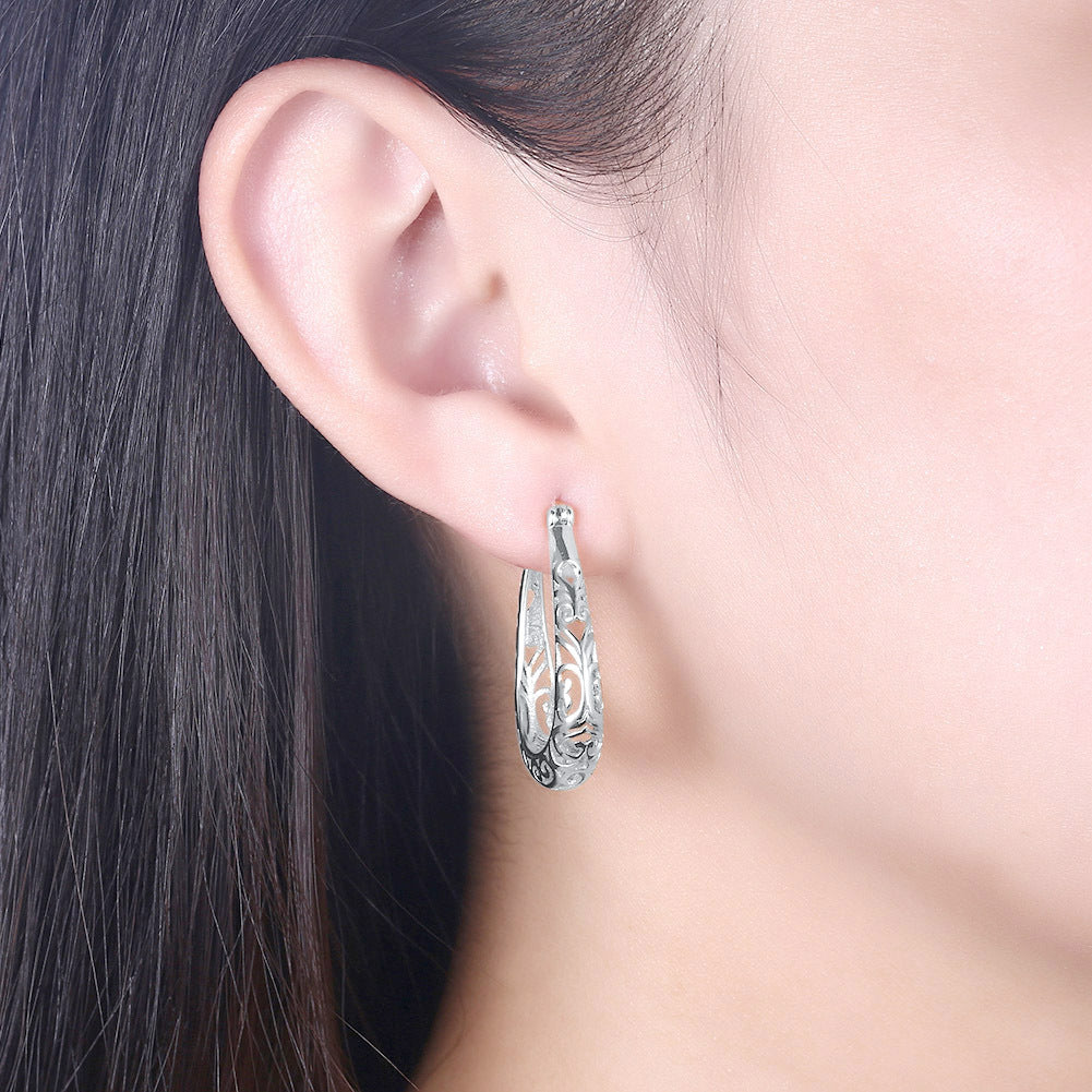 Silver Geometric Hoops