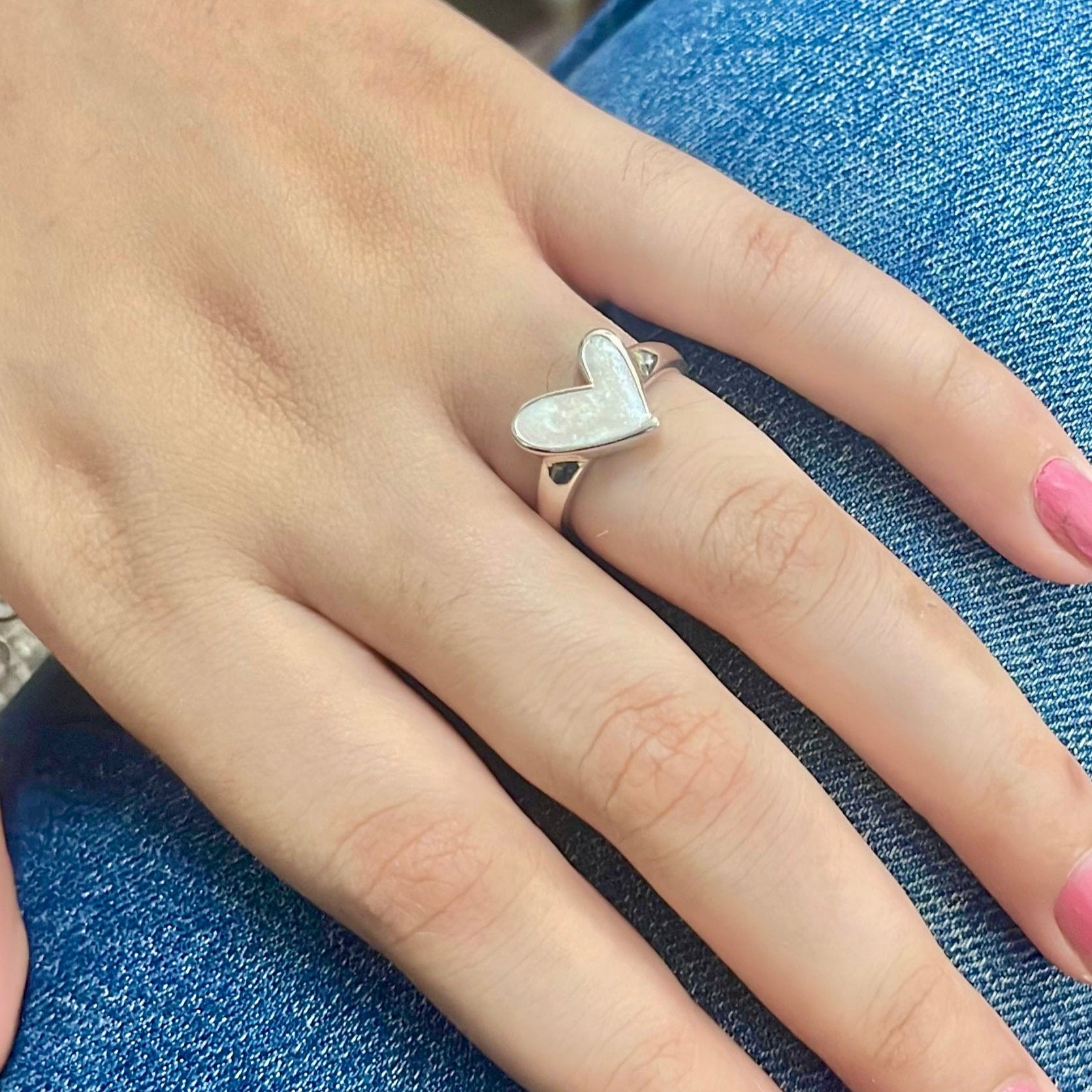 Enamel Heart Adjustable Ring
