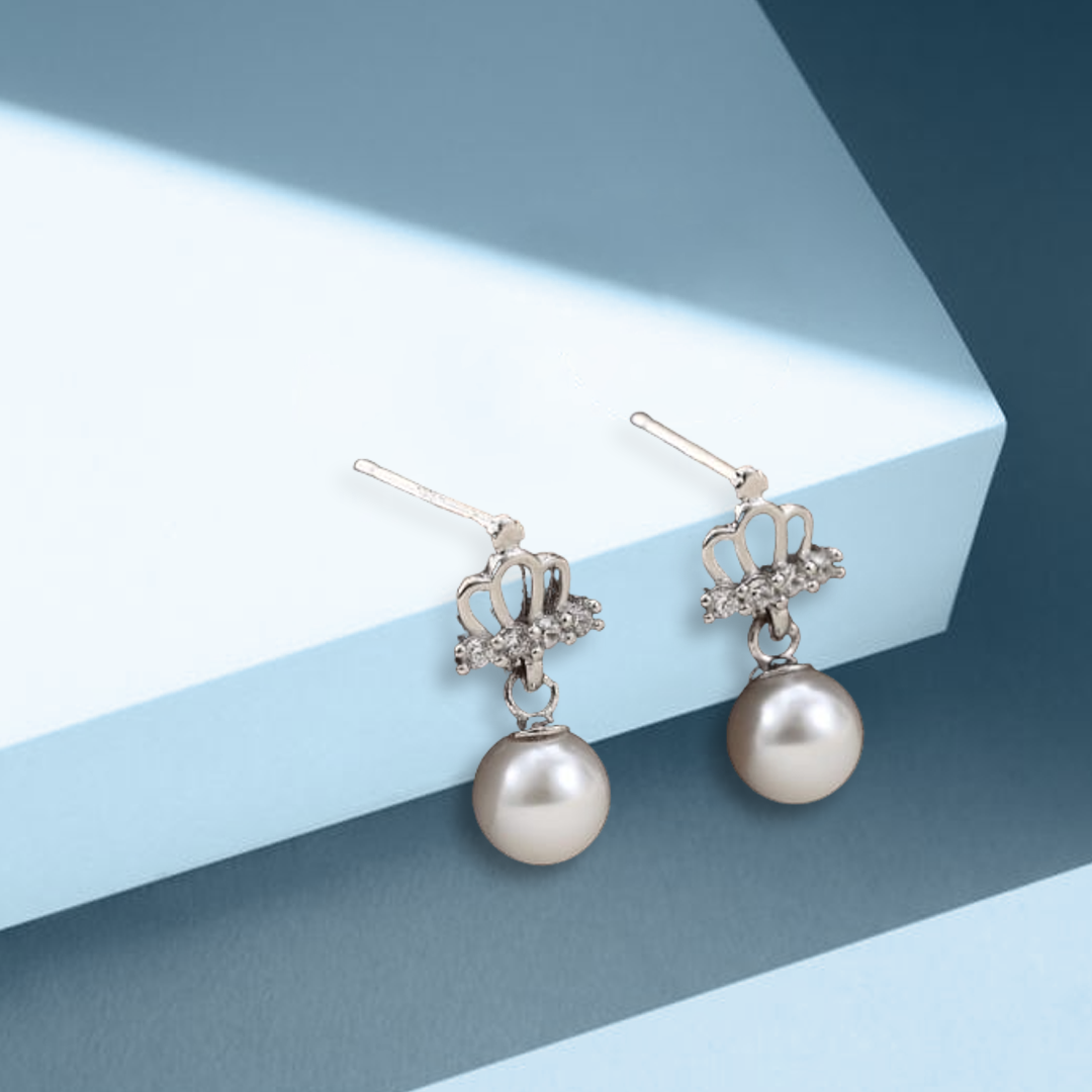 Mini Crown Pearl Earrings