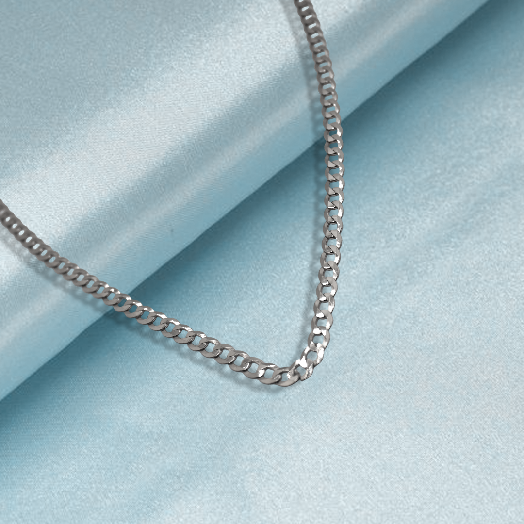 Men Silver Curb Chain