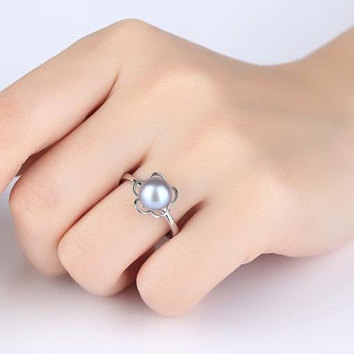 Pearl Flower Adjustable Ring