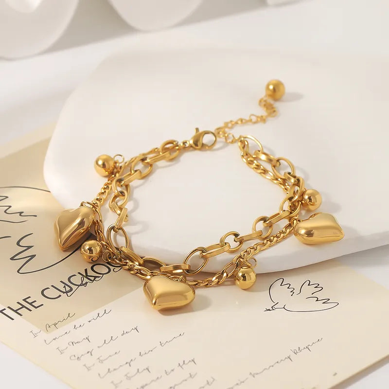 Gold Heart Charm Bracelet
