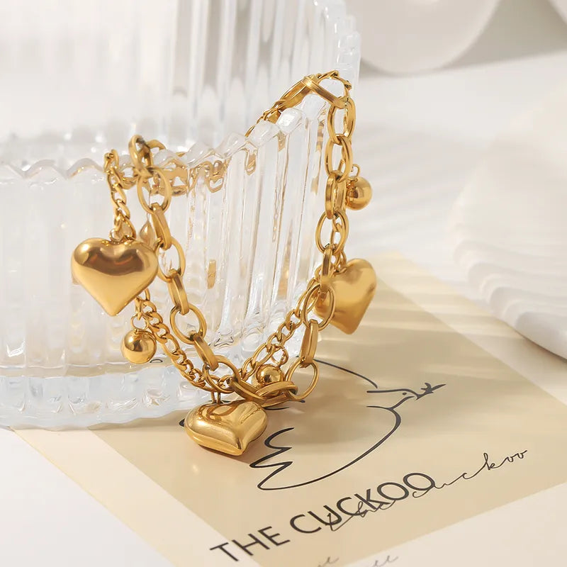 Gold Heart Charm Bracelet