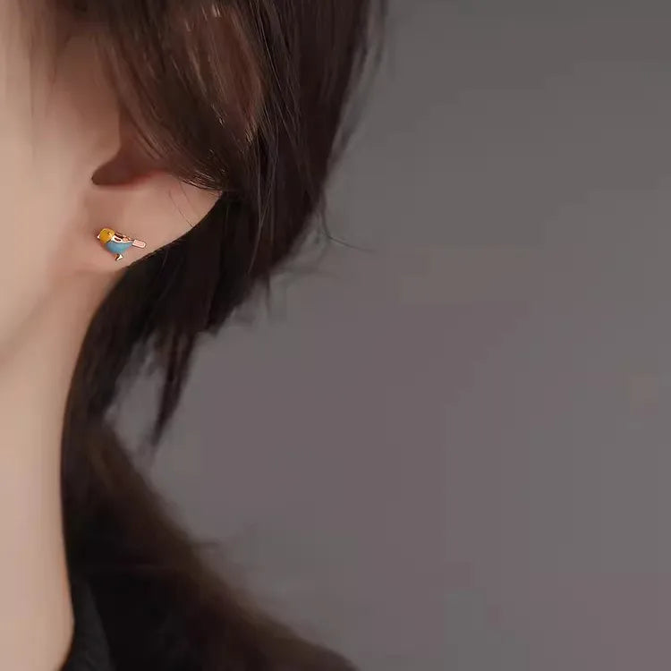 Silver chidiya studs