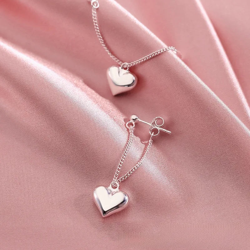 Heart Chain Drop Earrings