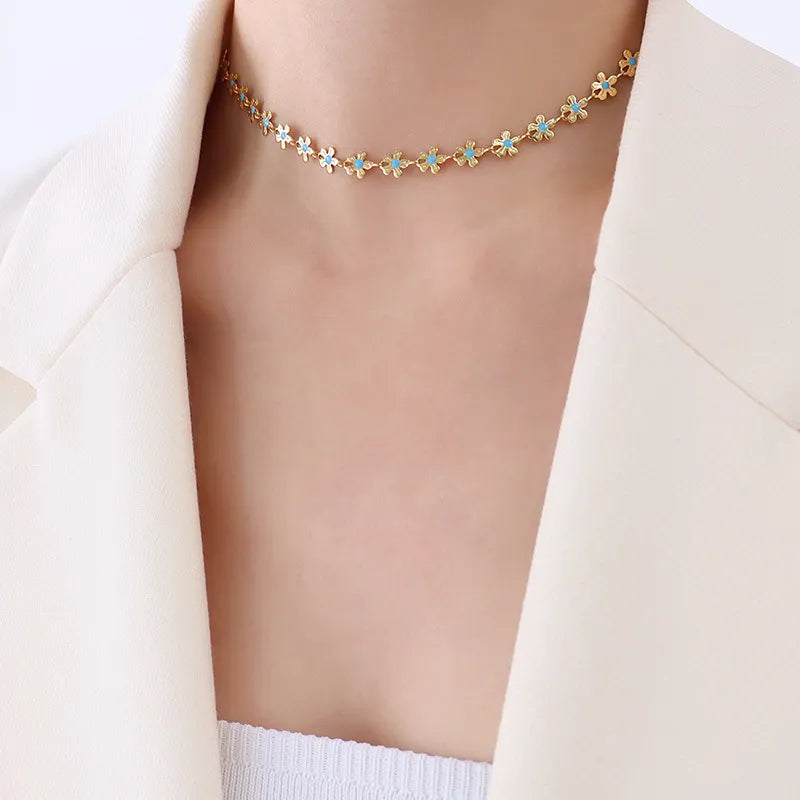 Blue Drop Flower Neckpiece
