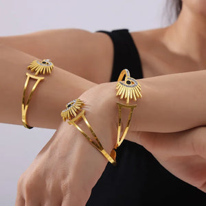 Gold Retro Eye Bracelets