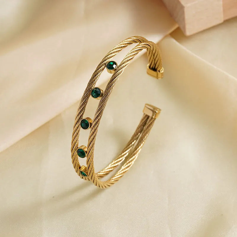 Green Stone Gold Bracelet