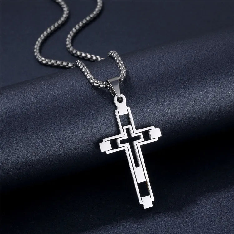 Silver Hollow Cross Pendant