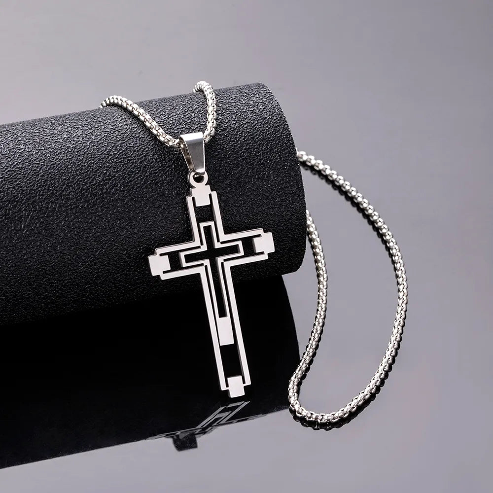 Silver Hollow Cross Pendant