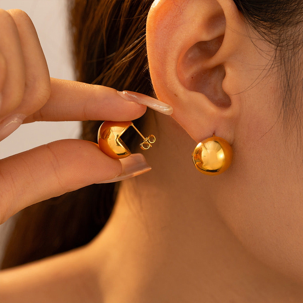 Gold Ball Ear Studs