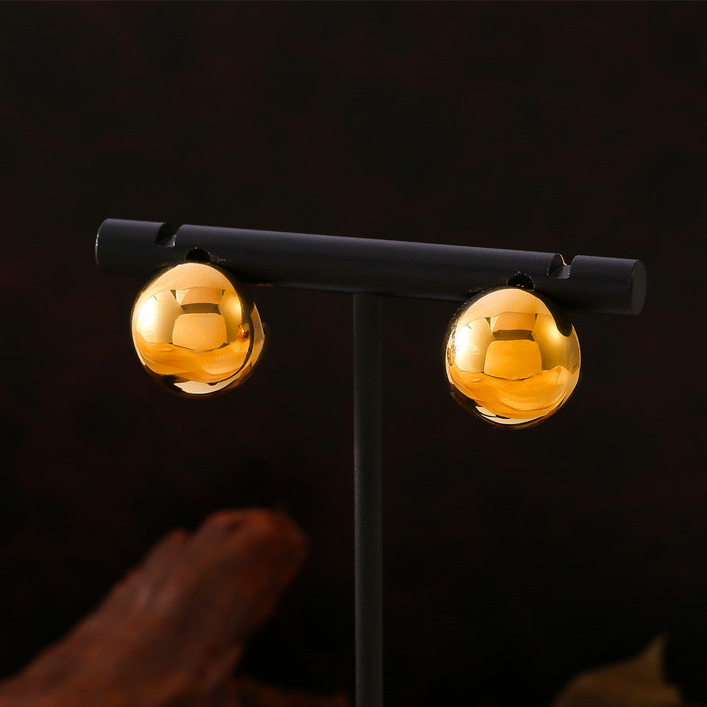 Gold Ball Ear Studs