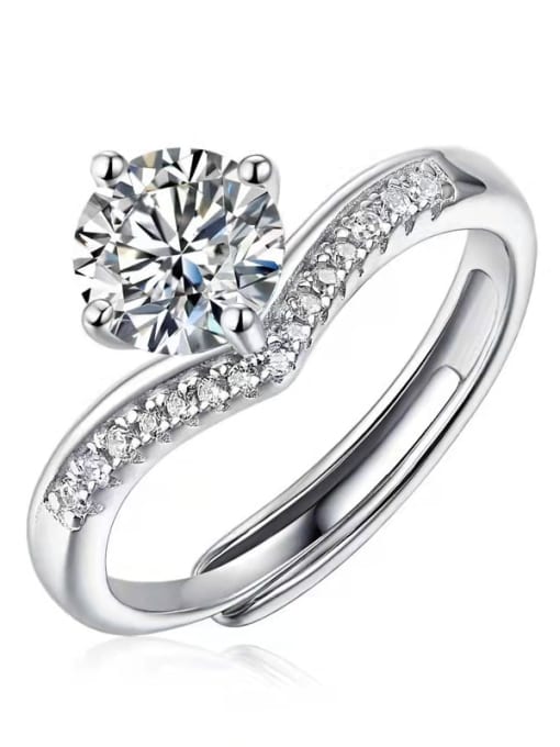 Moissanite Dainty Band Adjustable Ring