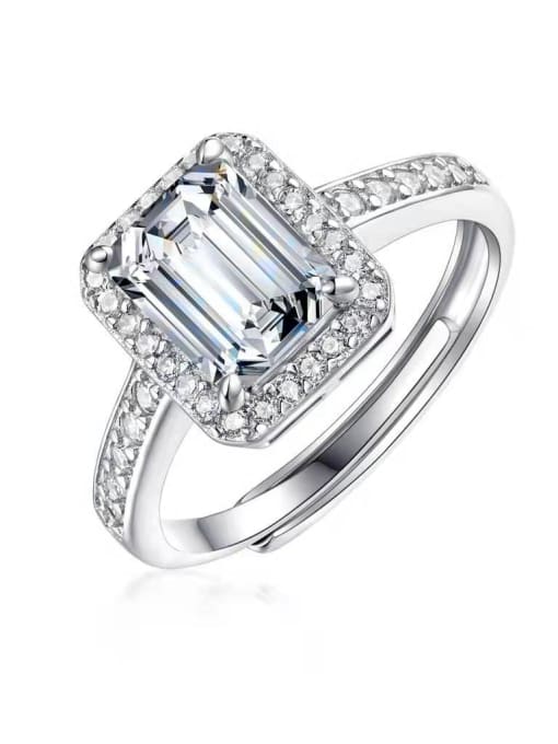 Moissanite Emerald Cut Adjustable Ring