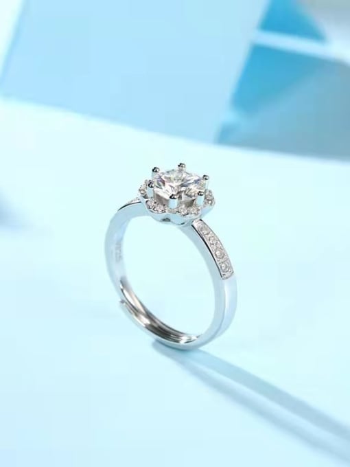 Moissanite Flower Band Adjustable Ring