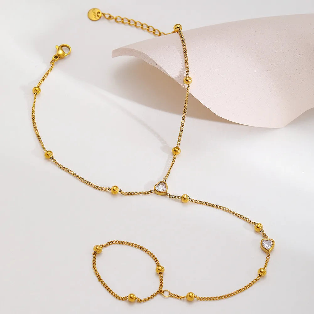 Gold Heart Handchain