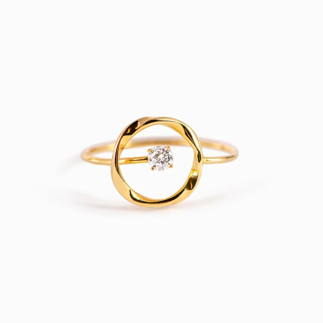 Gold Round Stone Adjustable Rings