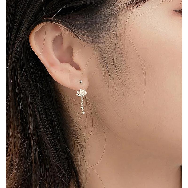 Silver Lotus Arc Earring
