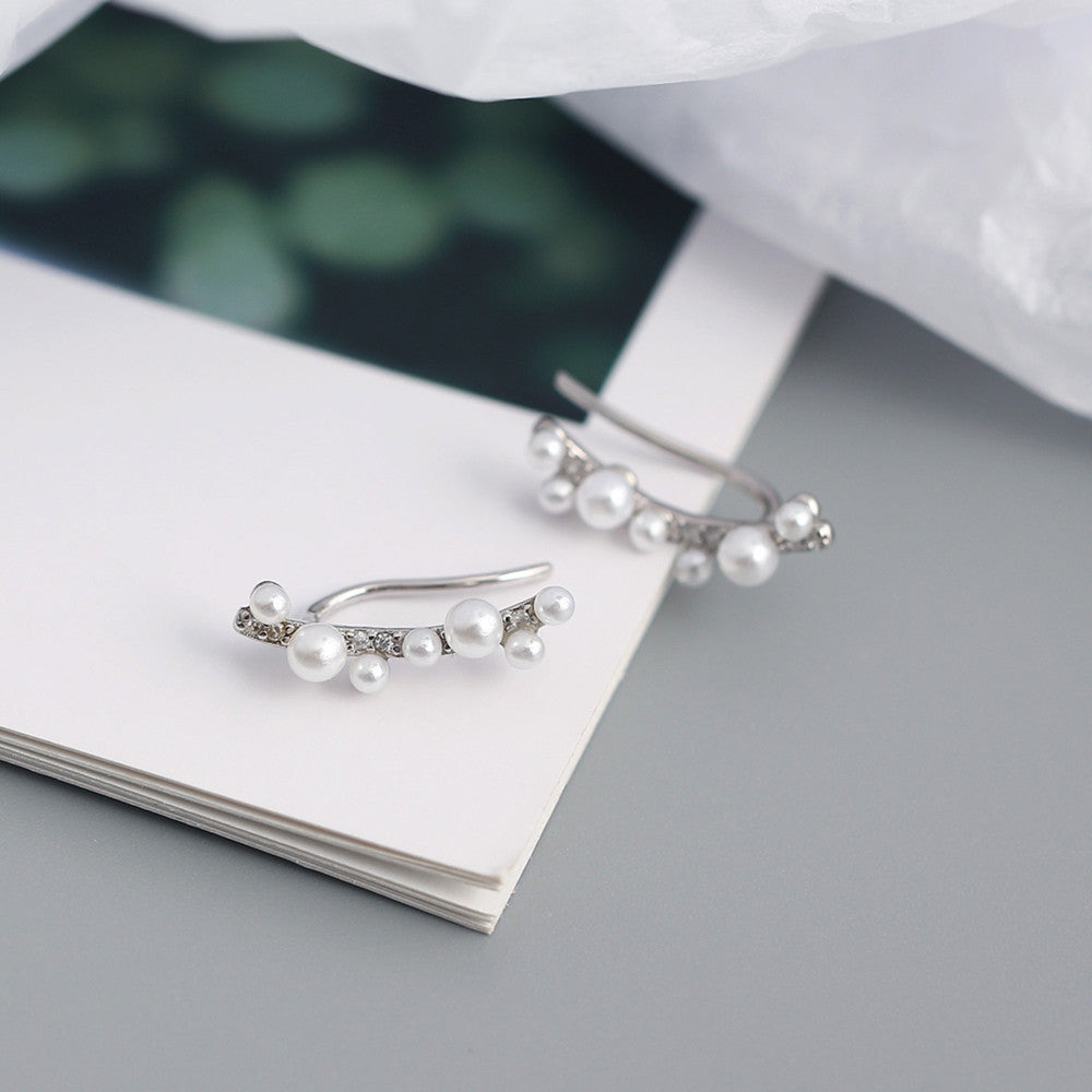Silver Pearl Earhooks