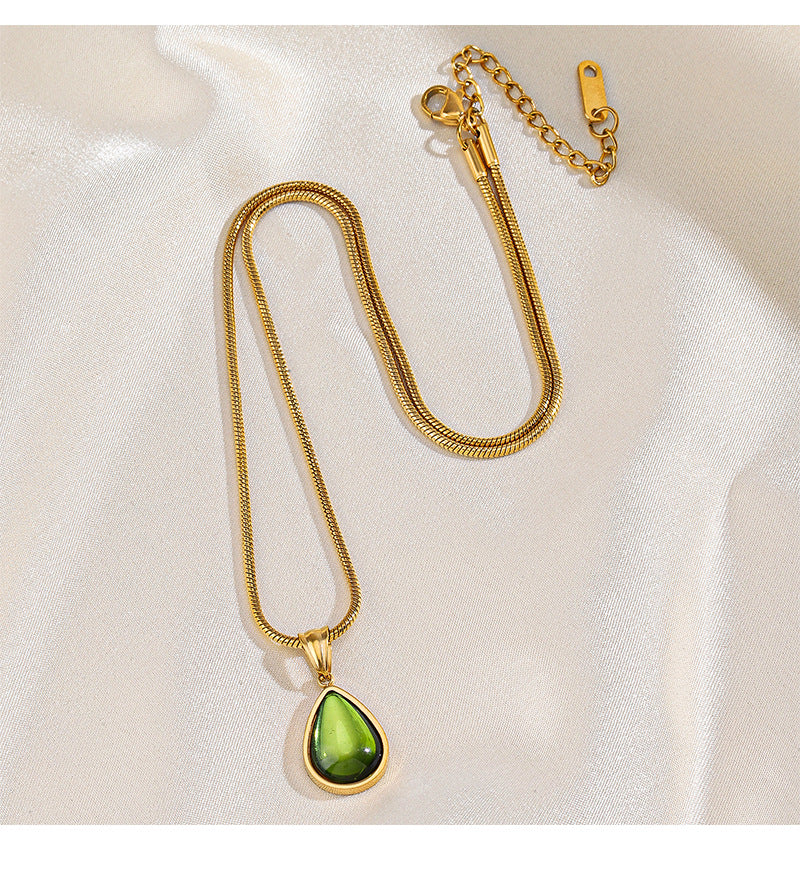 Gold Green Droplet Pendant