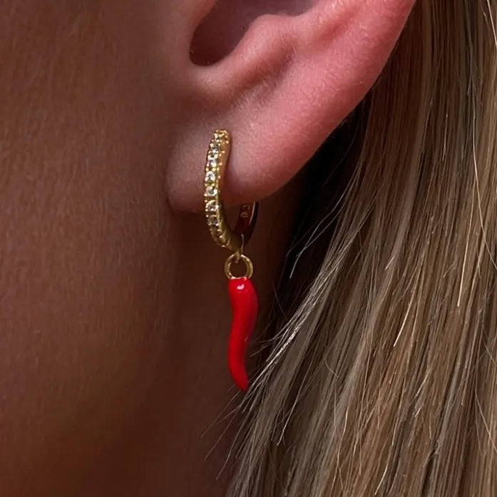 Gold mirchi hoops