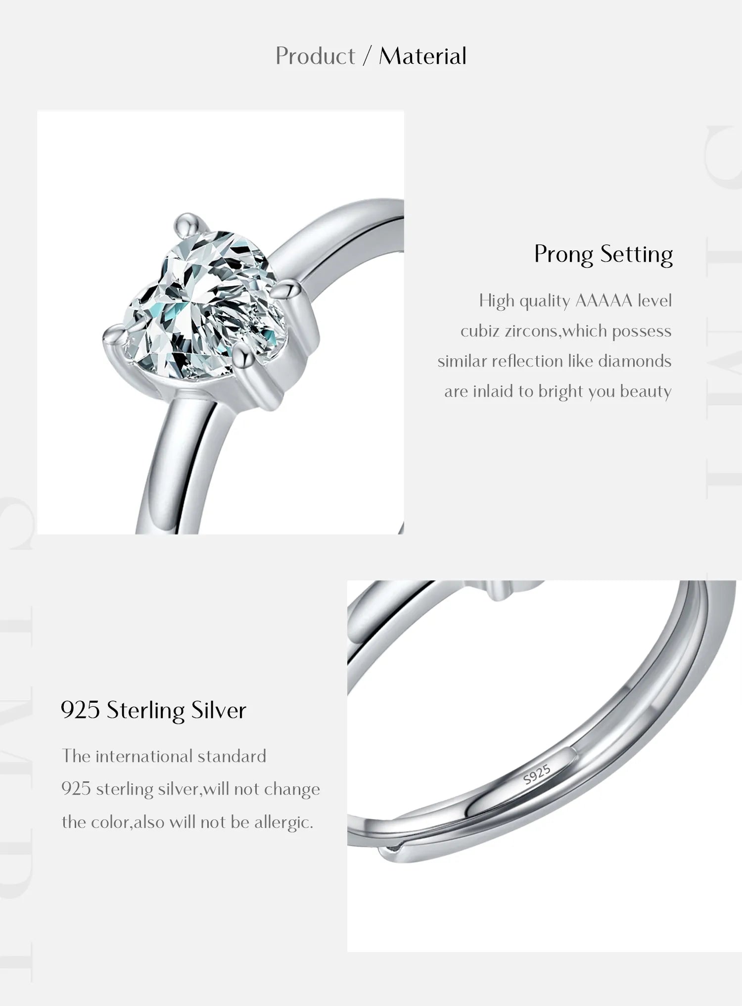 Silver Zircon Heart Ring