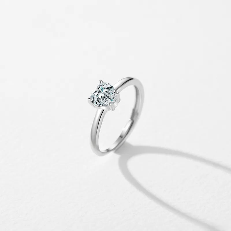 Silver Zircon Heart Ring