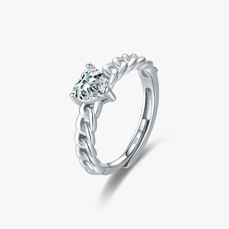Heart Zircon Chain Ring