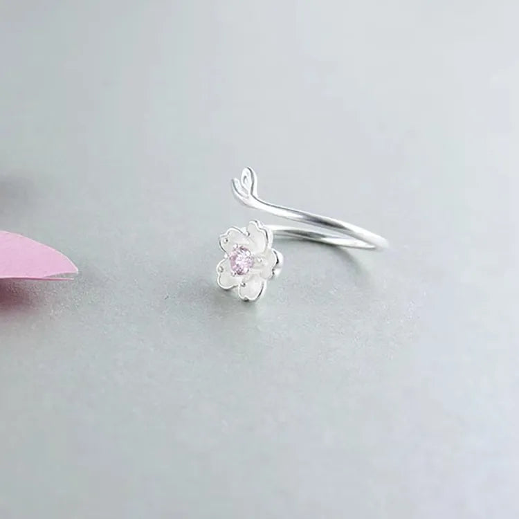 Silver sakura ring