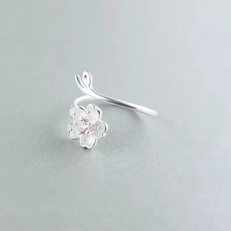 Silver sakura ring