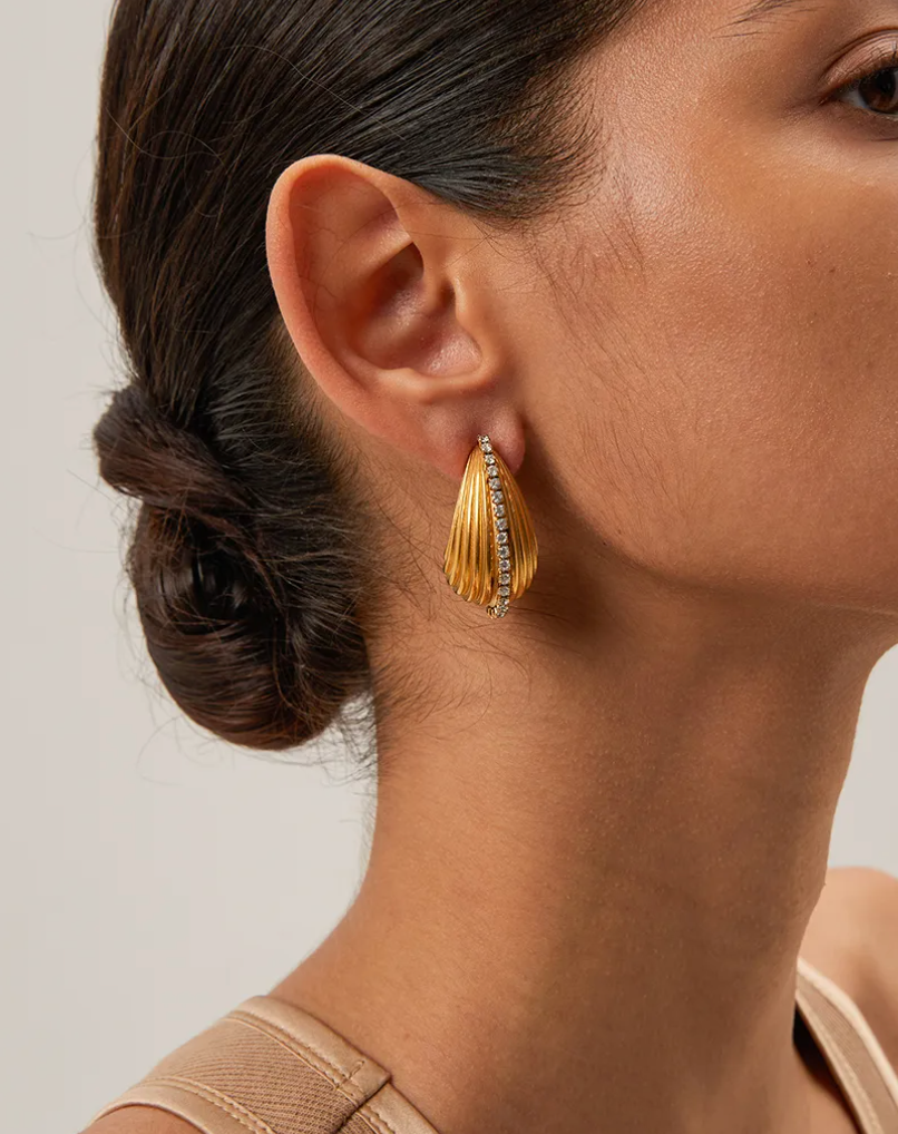 Gold Rhinestone Drop Earrings