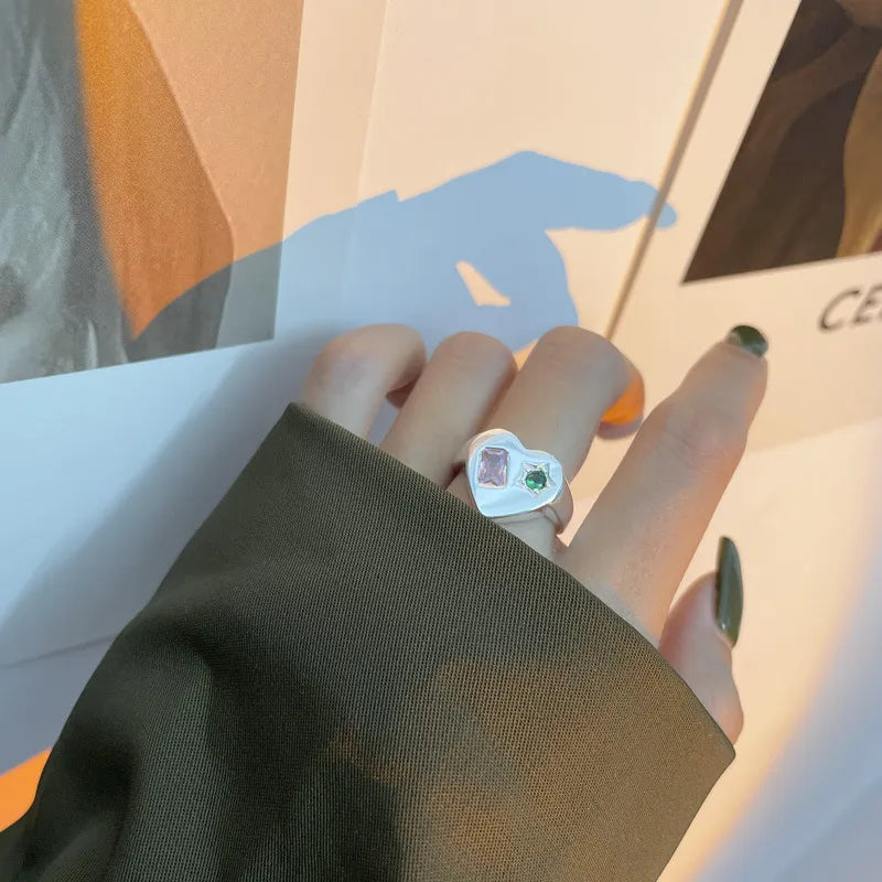 Solid Zircon Heart Ring