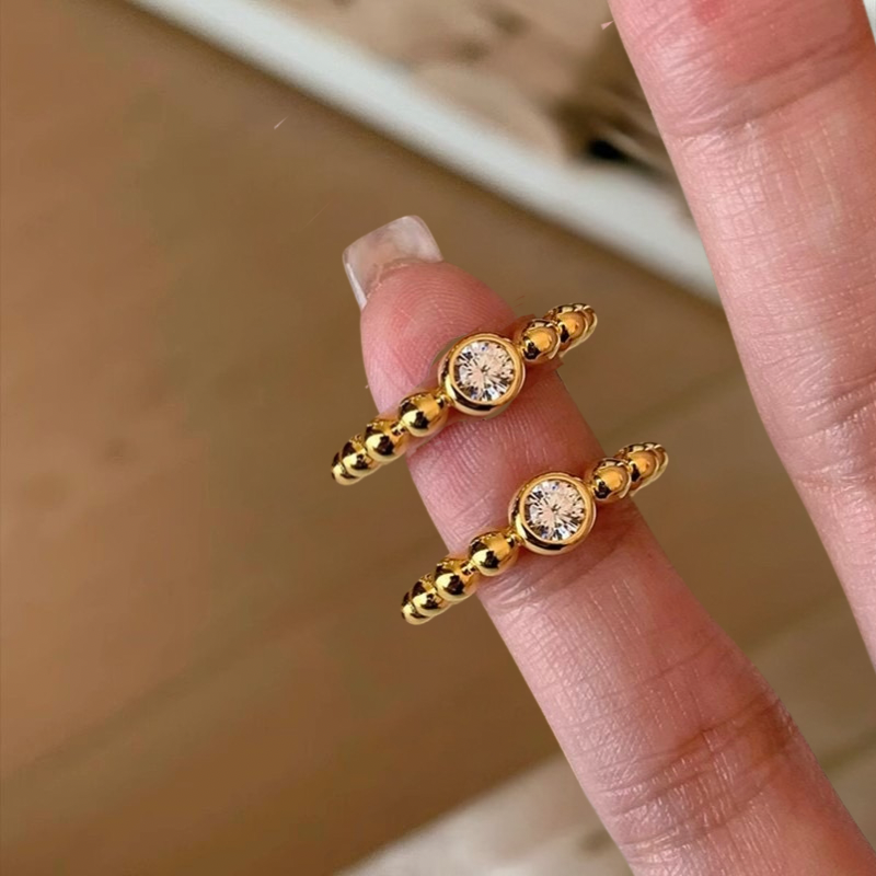 Gold Ball Zircon Ring