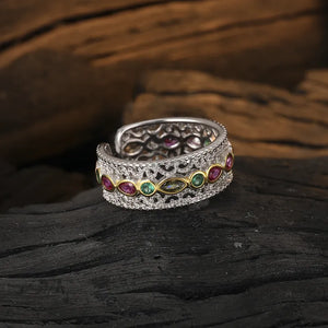 Vintage Multicolour Adjustable Ring